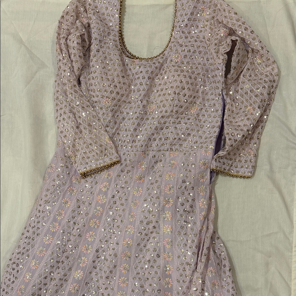 Embellished Lavender Indian gown with dupatta